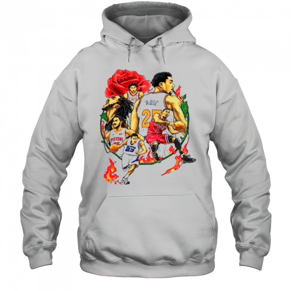 Derrick Rose player basketball rose and fire shirt Hoodie