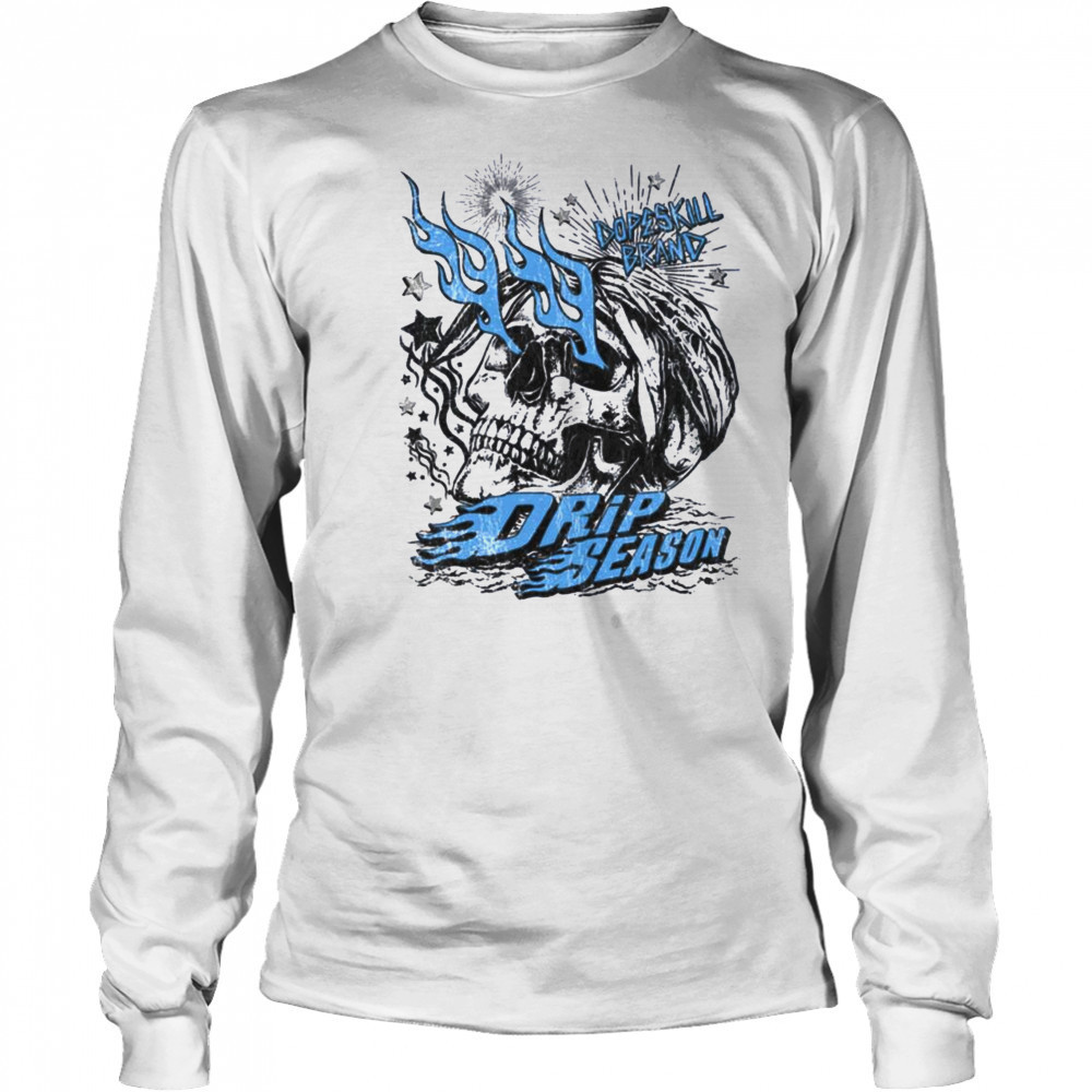 Dopeskill Brand Drip Season Skull Graphic T Shirt Long Sleeved