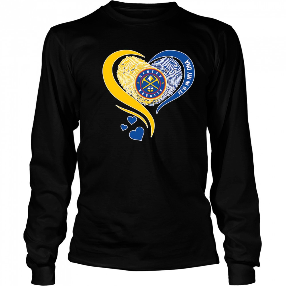 Fingerprint heart it’s in my DNA Denver Nuggets shirt Long Sleeved