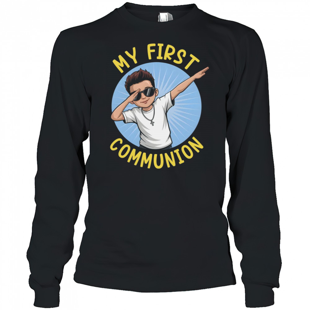 First Communion Boys Dabbing 1st Communion Holy Christian shirt Long Sleeved