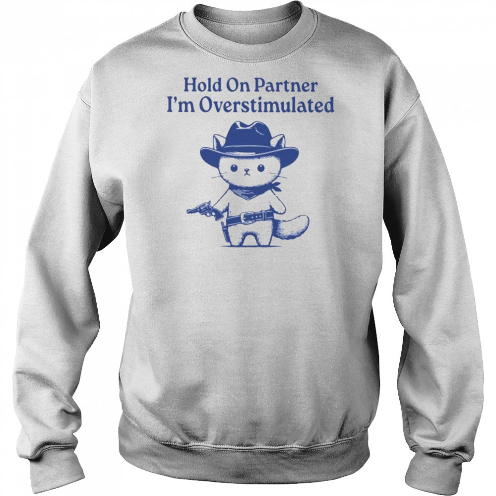 Hold On Partner I’m Overstimulated Shirt Hoodie