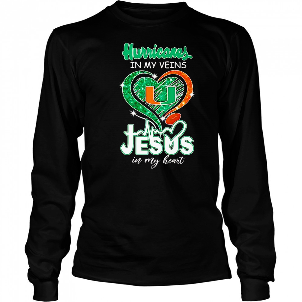 Hurricanes in my veins Jesus in my heart diamond shirt Long Sleeved