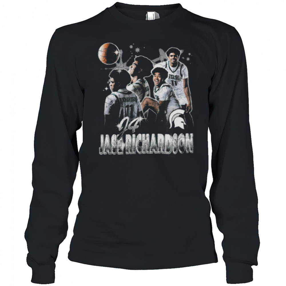 Jase Richardson #04 Michigan State Spartans Basketball T Shirt Long Sleeved