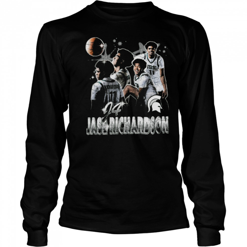 Jase Richardson #04 Michigan State Spartans Basketball T Shirt Long Sleeved