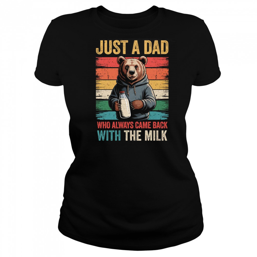 Just A Dad Who Always Came Back With The Milk Fathers Day Bear shirt Women's T-shirt