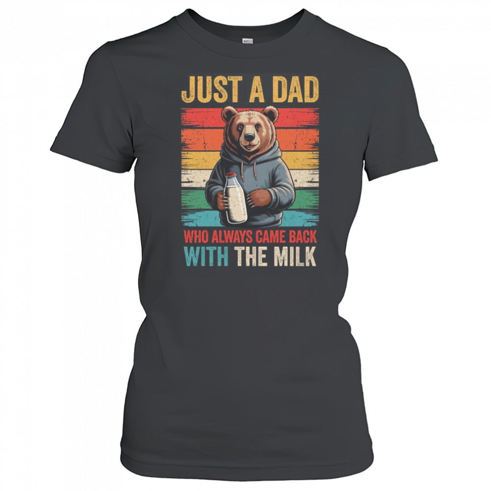 Just A Dad Who Always Came Back With The Milk Fathers Day Bear shirt Women's T-shirt