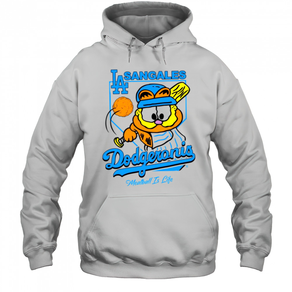 LA Sangales Dodgeronis Meatball Is Life Baseball Cartoon T-shirt Hoodie