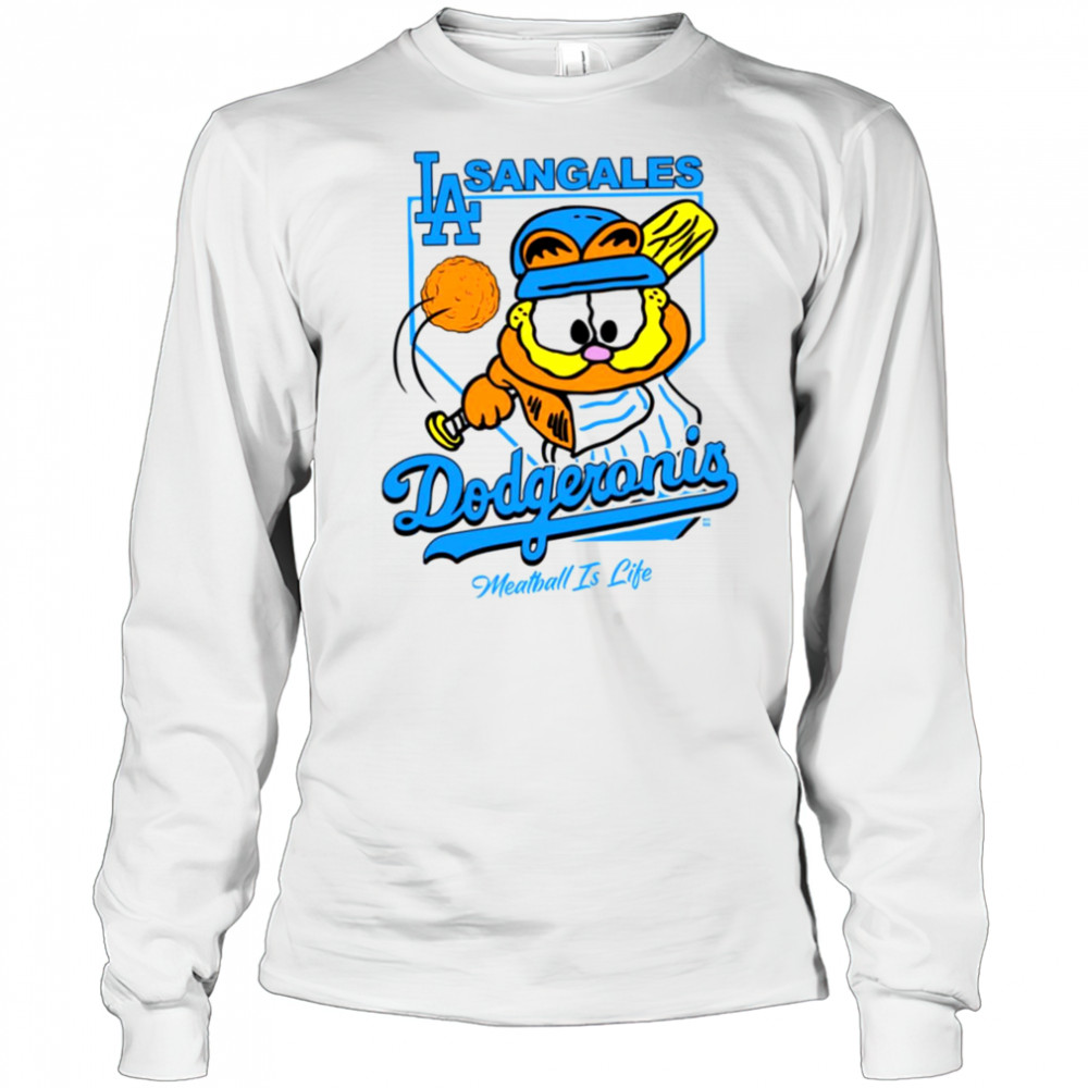 LA Sangales Dodgeronis Meatball Is Life Baseball Cartoon T-shirt Long Sleeved