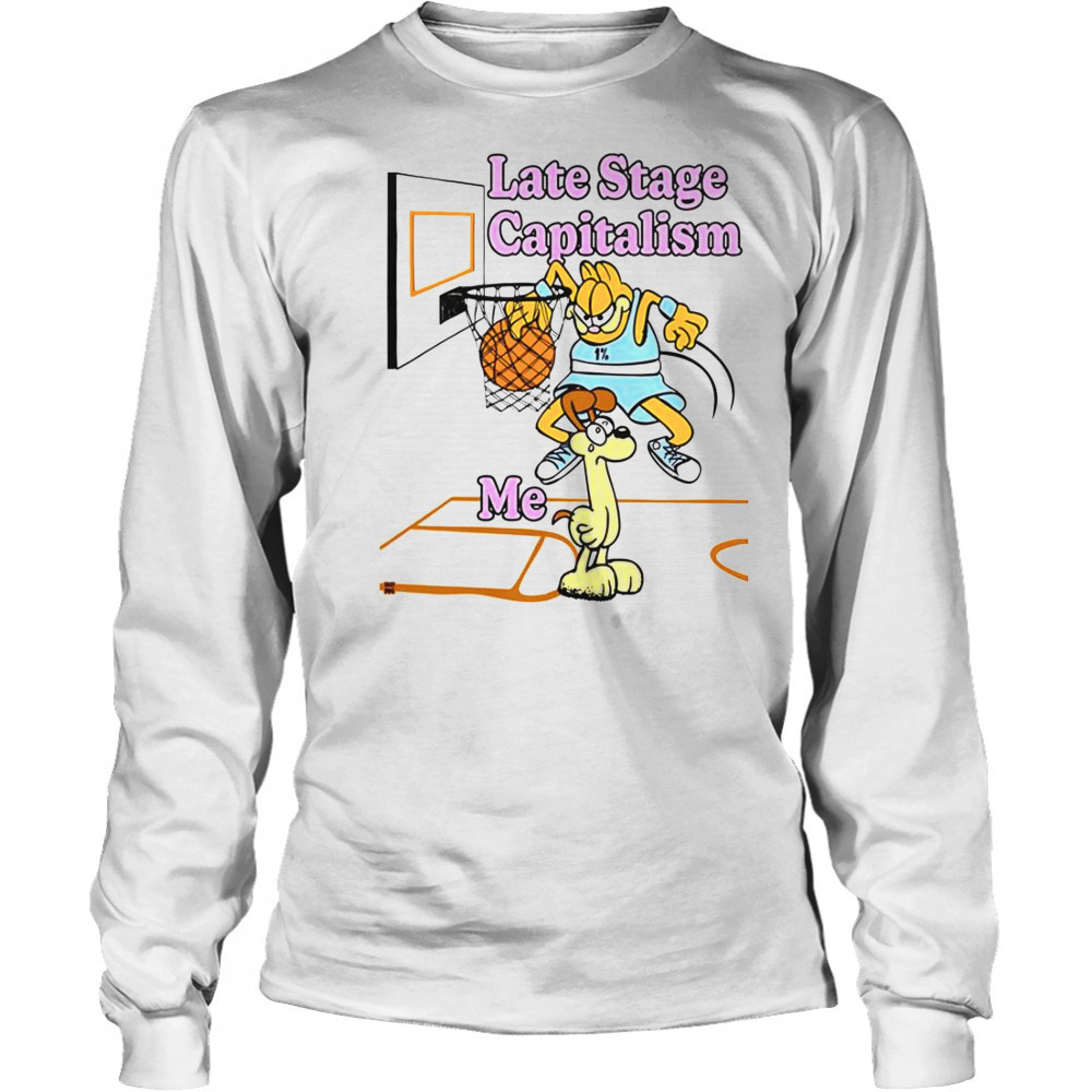 Last Stage Capitalism Garfield Vs Odie Basketball T-Shirt Long Sleeved