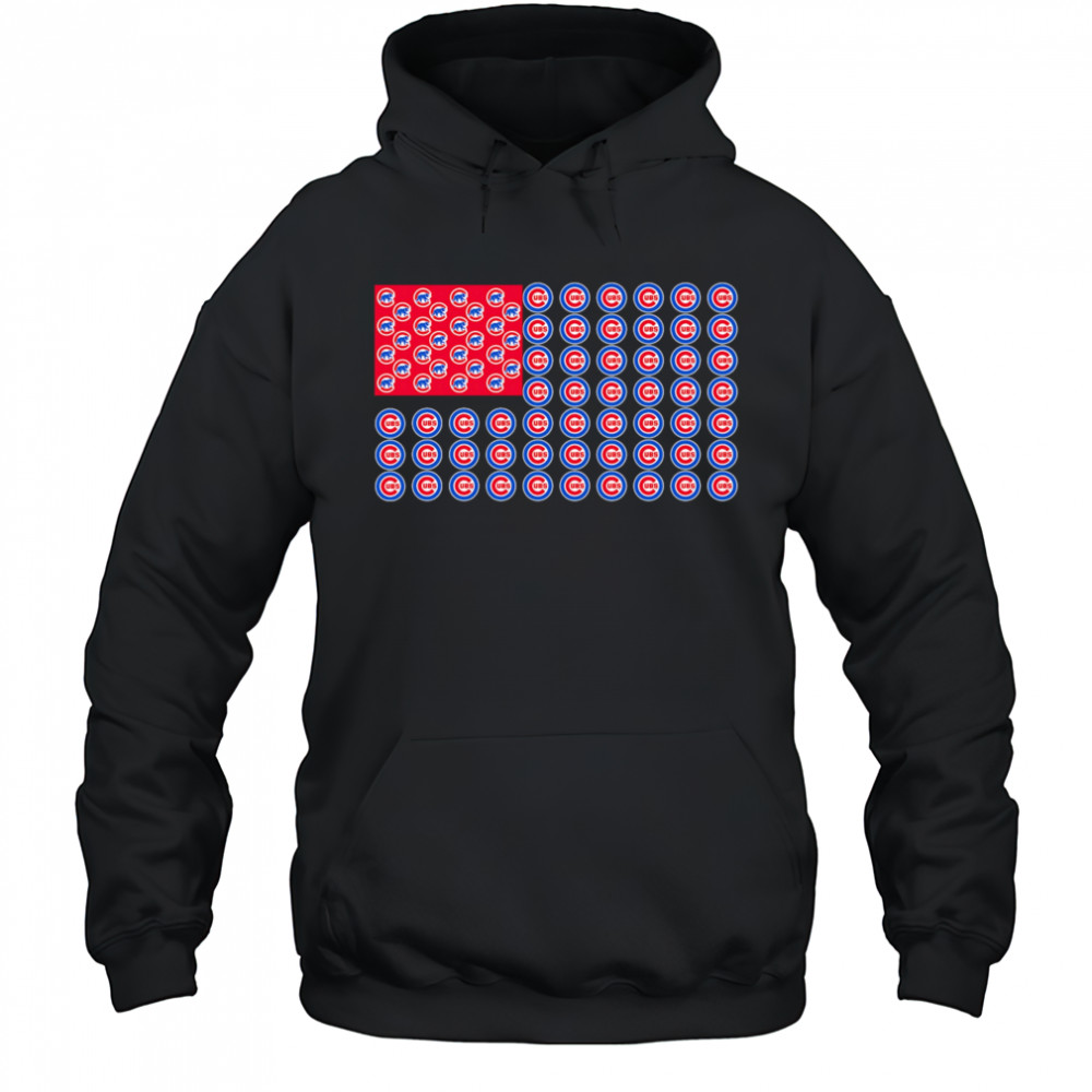 Logo Chicago Cubs American Flag shirt Hoodie