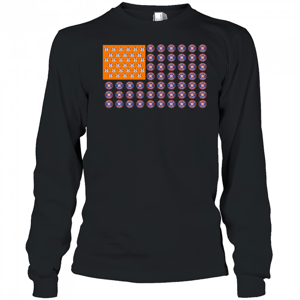 Logo Houston Astros American Flag shirt Long Sleeved