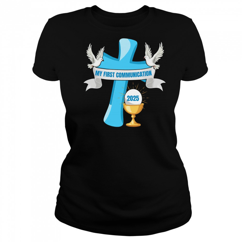 My First Communion 2025 Cross Chalice Eucharist Grandson Boy shirt Women's T-shirt