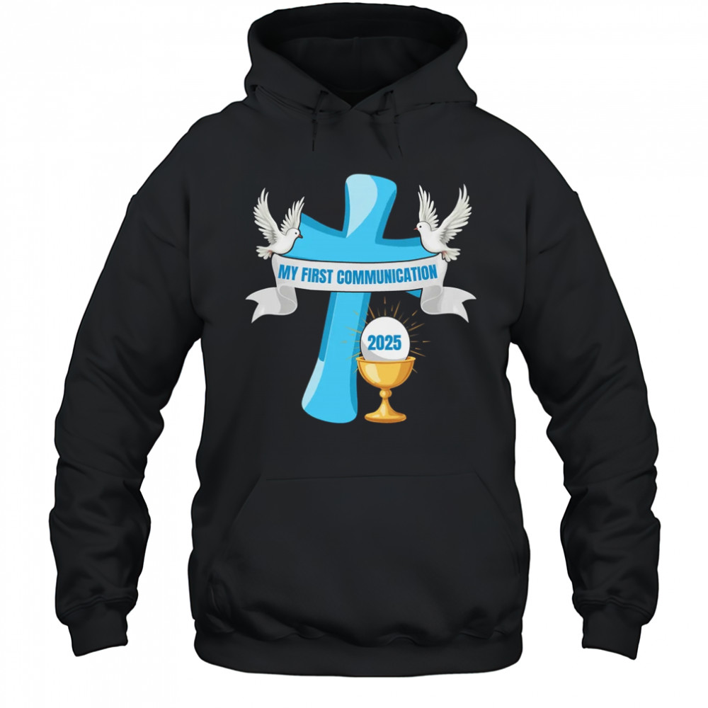 My First Communion 2025 Cross Chalice Eucharist Grandson Boy shirt Hoodie