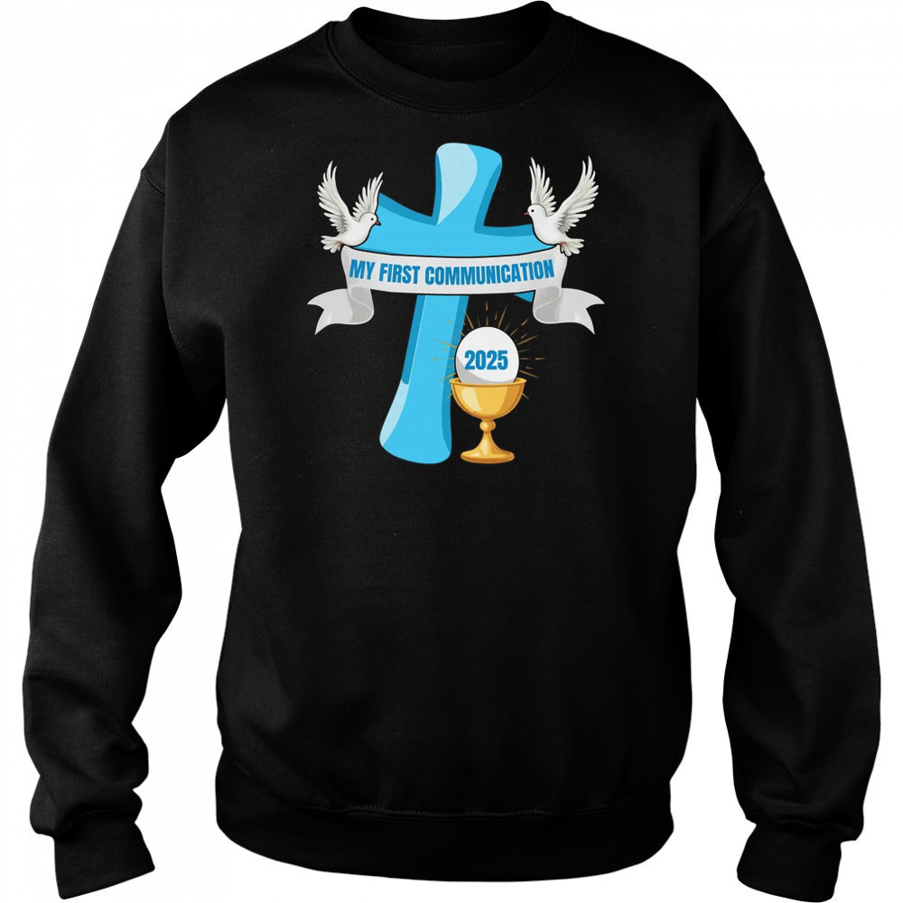 My First Communion 2025 Cross Chalice Eucharist Grandson Boy shirt Hoodie