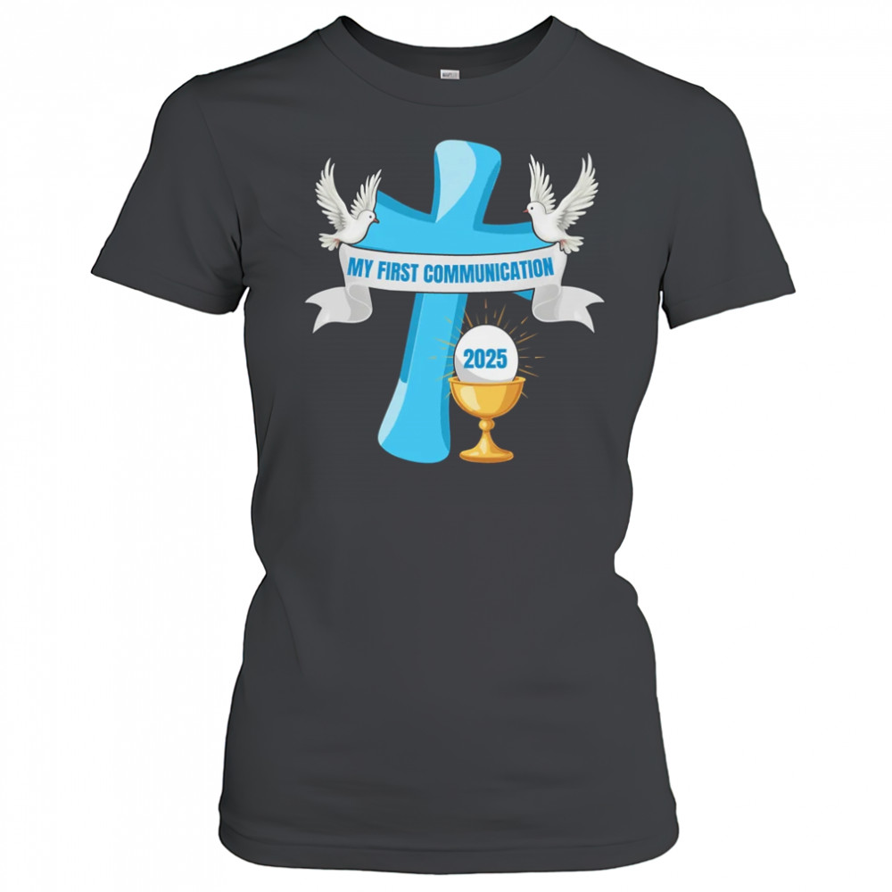 My First Communion 2025 Cross Chalice Eucharist Grandson Boy shirt Women's T-shirt