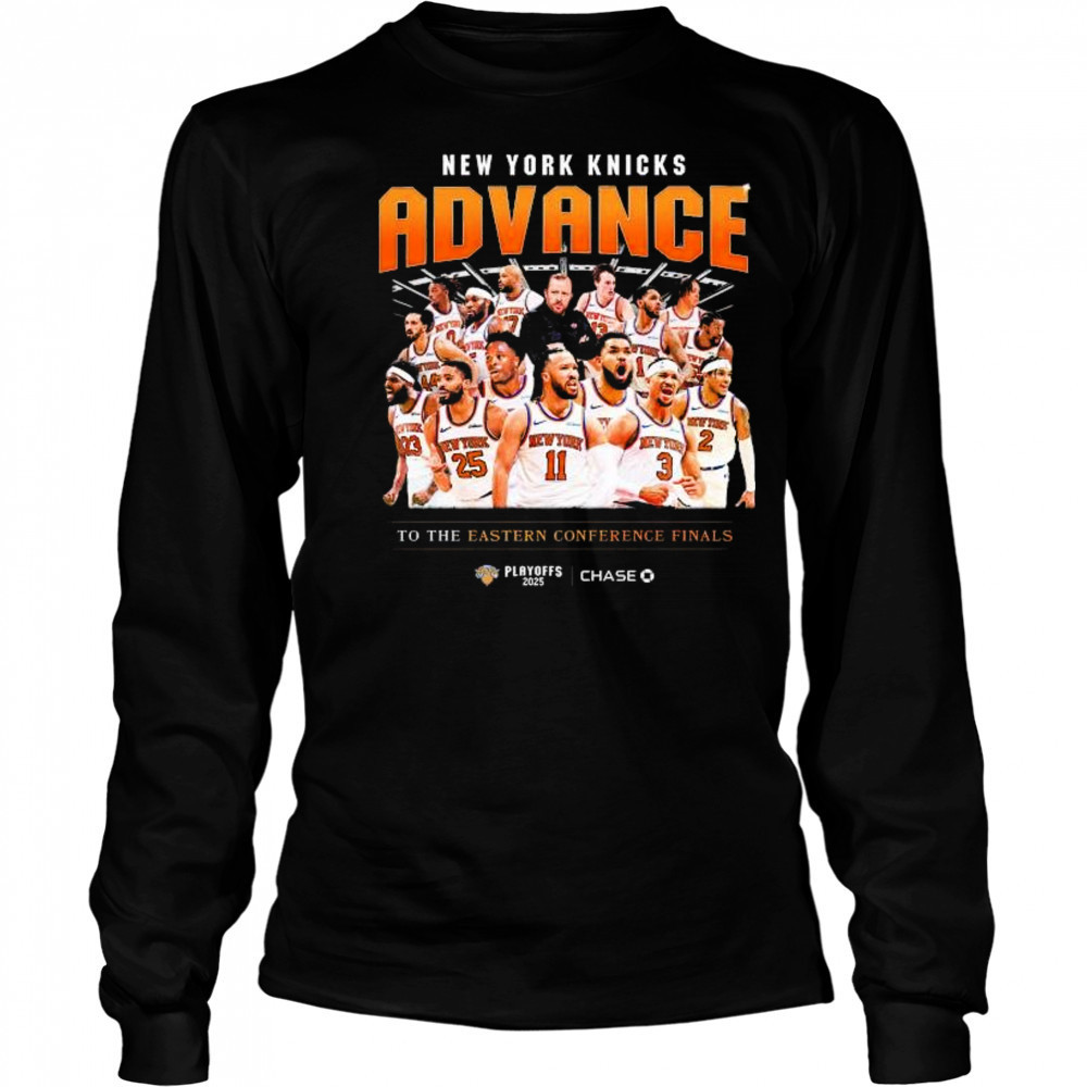 New York Knicks Basketball Advance To The Eastern Conference Final Playoffs 2025 t-shirt Long Sleeved