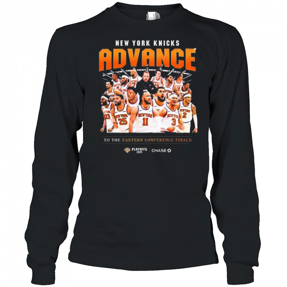New York Knicks Basketball Advance To The Eastern Conference Final Playoffs 2025 t-shirt Long Sleeved