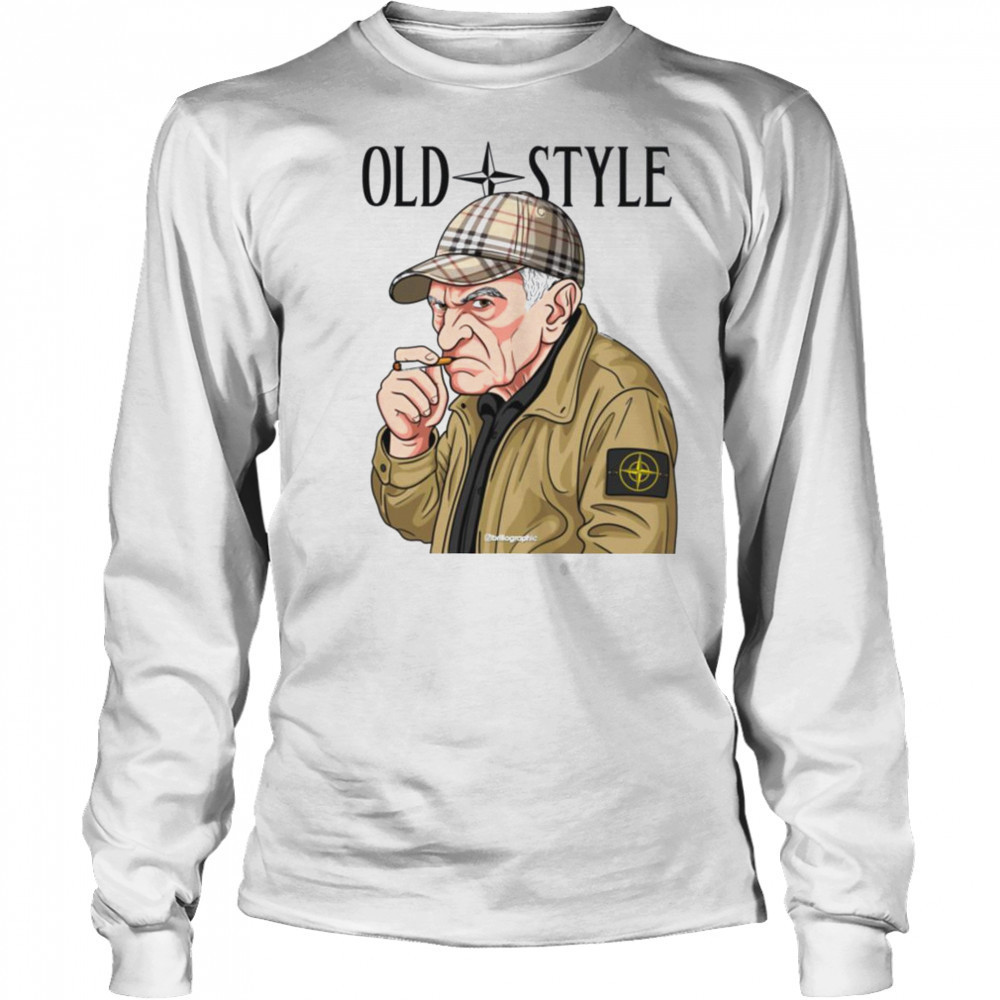 Old Style Man with Cap Graphic T Shirt Long Sleeved