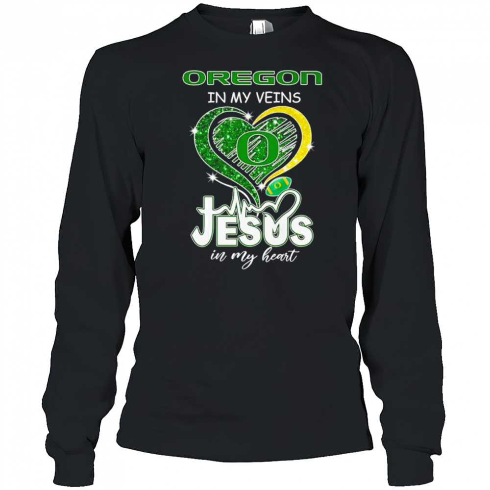 Oregon in my veins Jesus in my heart diamond shirt Long Sleeved