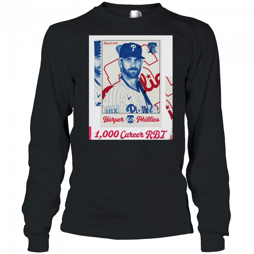 Philadelphia Phillies Bryce Harper Career RBI No. 1,000 Ring The Bell Poster t-shirt Long Sleeved