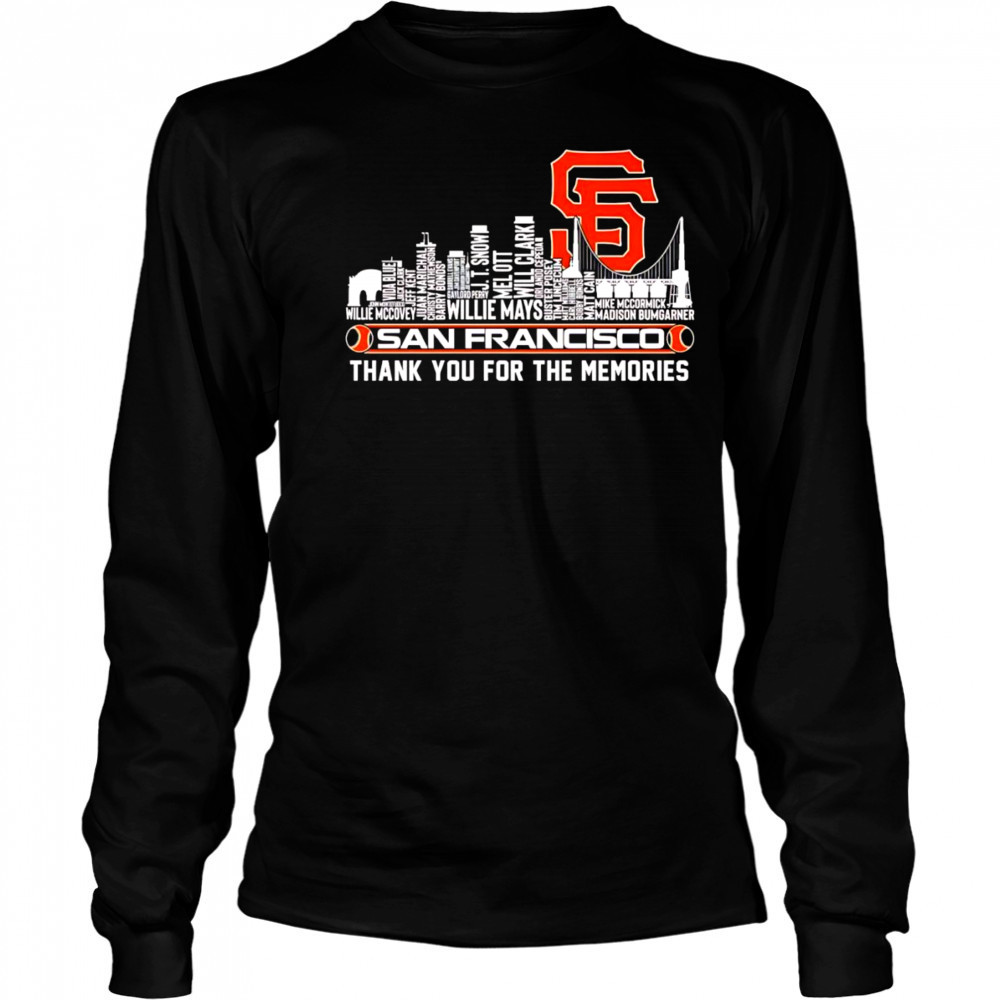 Skyline name San Francisco Giants thank you for the memories shirt Long Sleeved