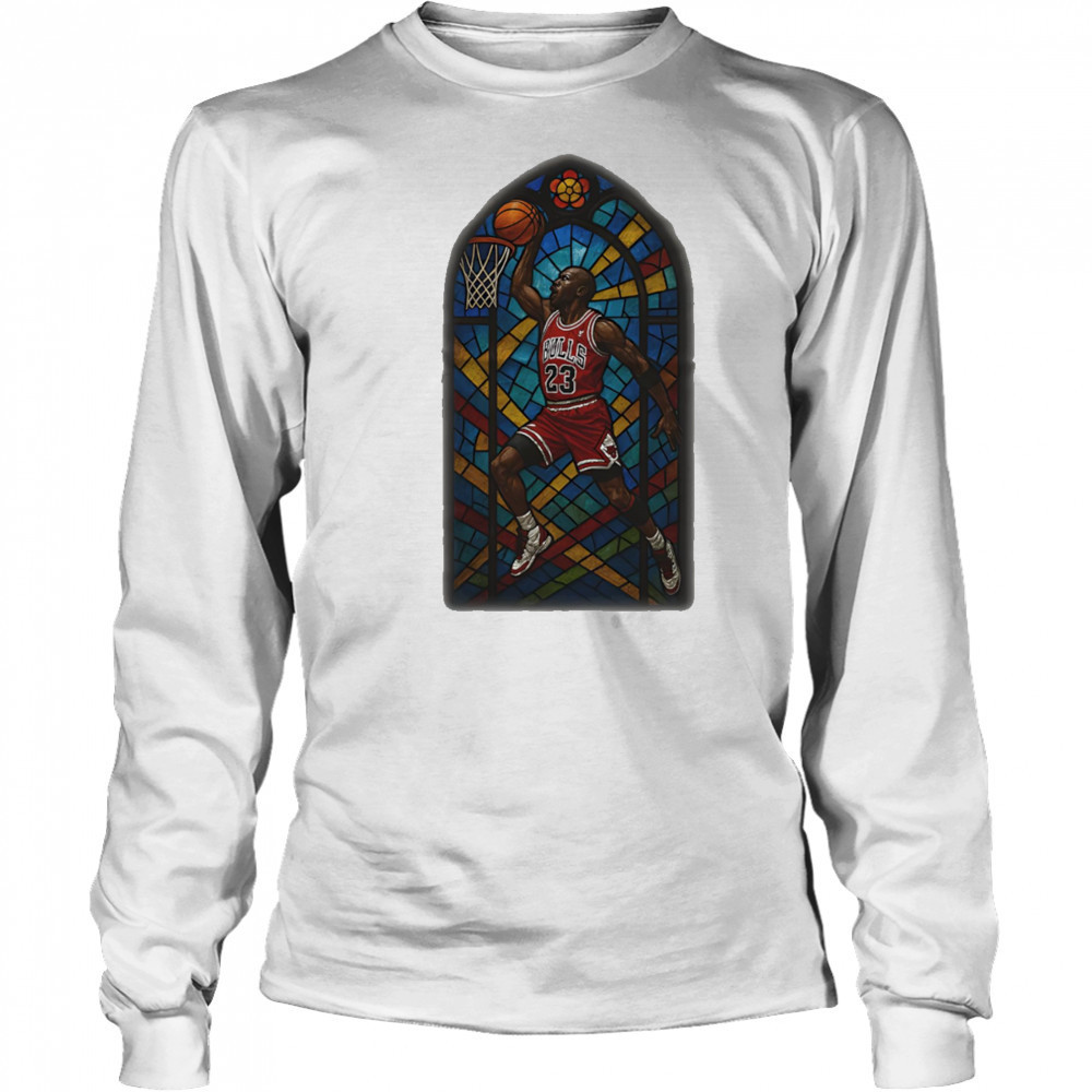 Stained glass Michael Jordan shirt Long Sleeved