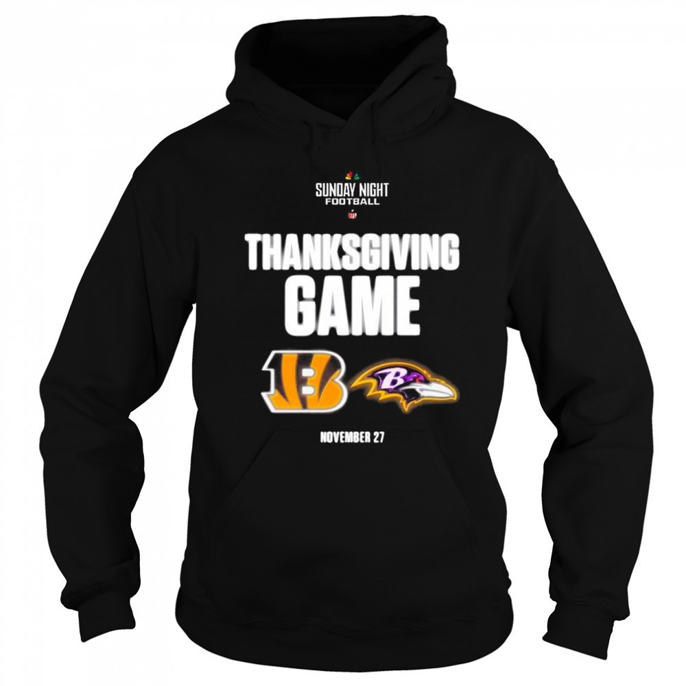 Sunday Night Football NFL Thanksgiving Game Cincinnati Bengals vs Baltimore Ravens Nov 27 2025 t-shirt Sweatshirt