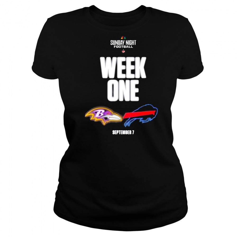 Sunday Night Football NFL Week 1 Baltimore Ravens vs Buffalo Bills Sept 7 2025 t-shirt Women's T-shirt