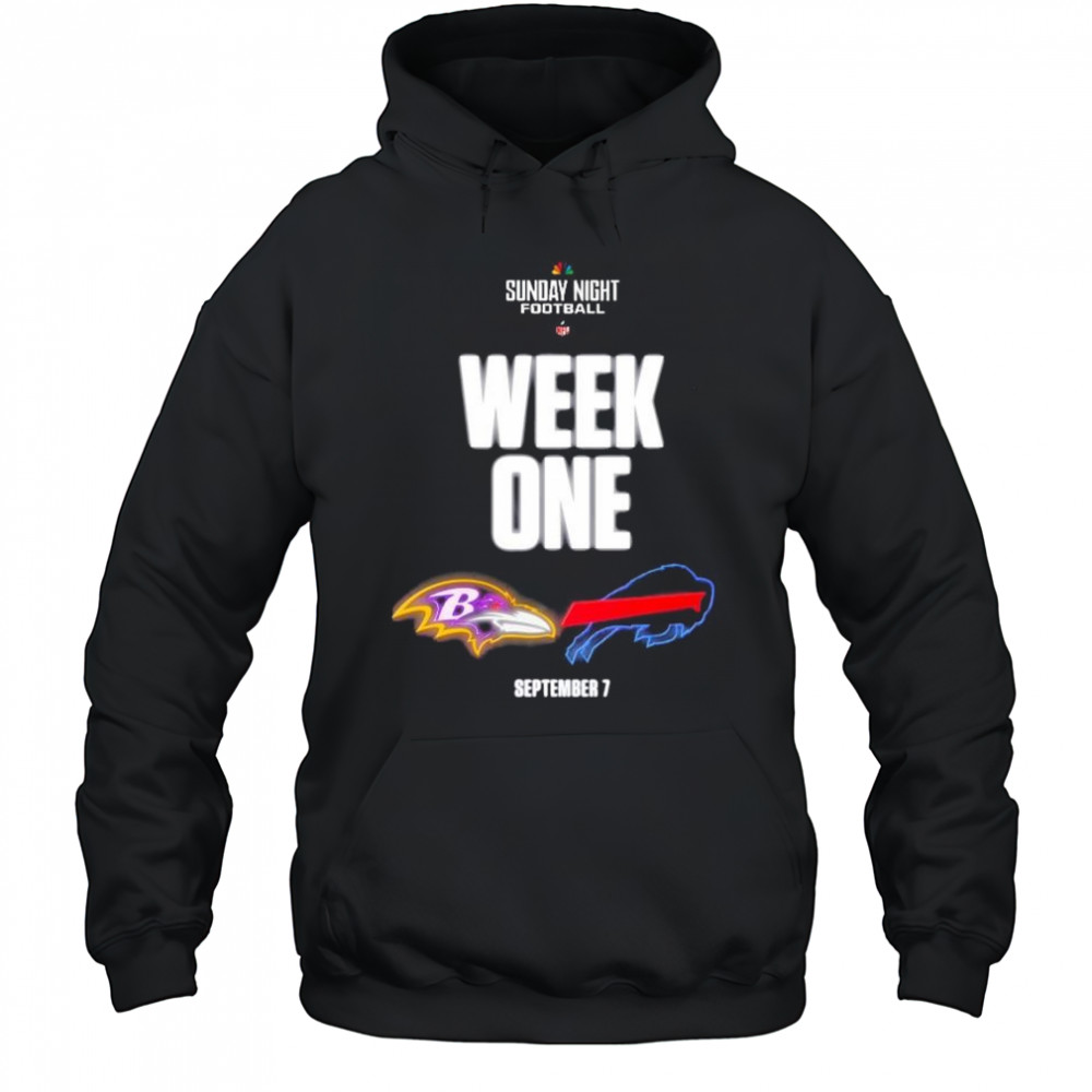 Sunday Night Football NFL Week 1 Baltimore Ravens vs Buffalo Bills Sept 7 2025 t-shirt Hoodie