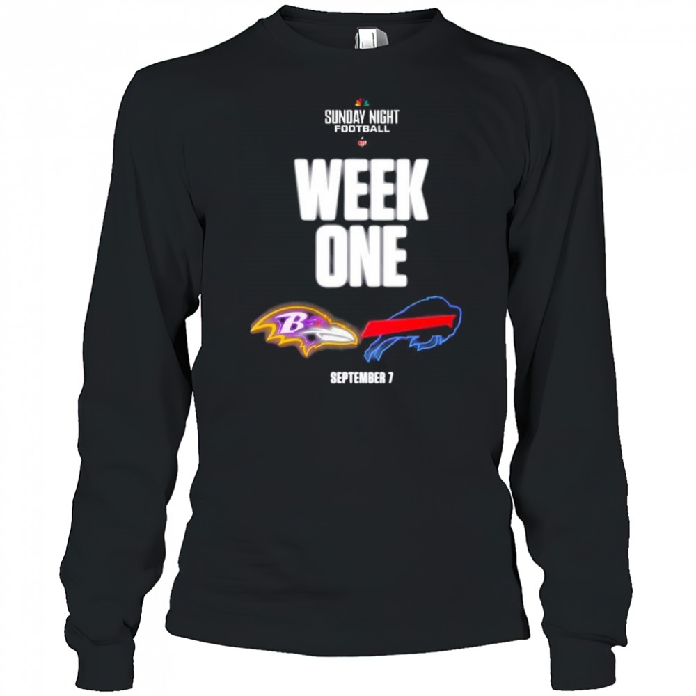 Sunday Night Football NFL Week 1 Baltimore Ravens vs Buffalo Bills Sept 7 2025 t-shirt Long Sleeved