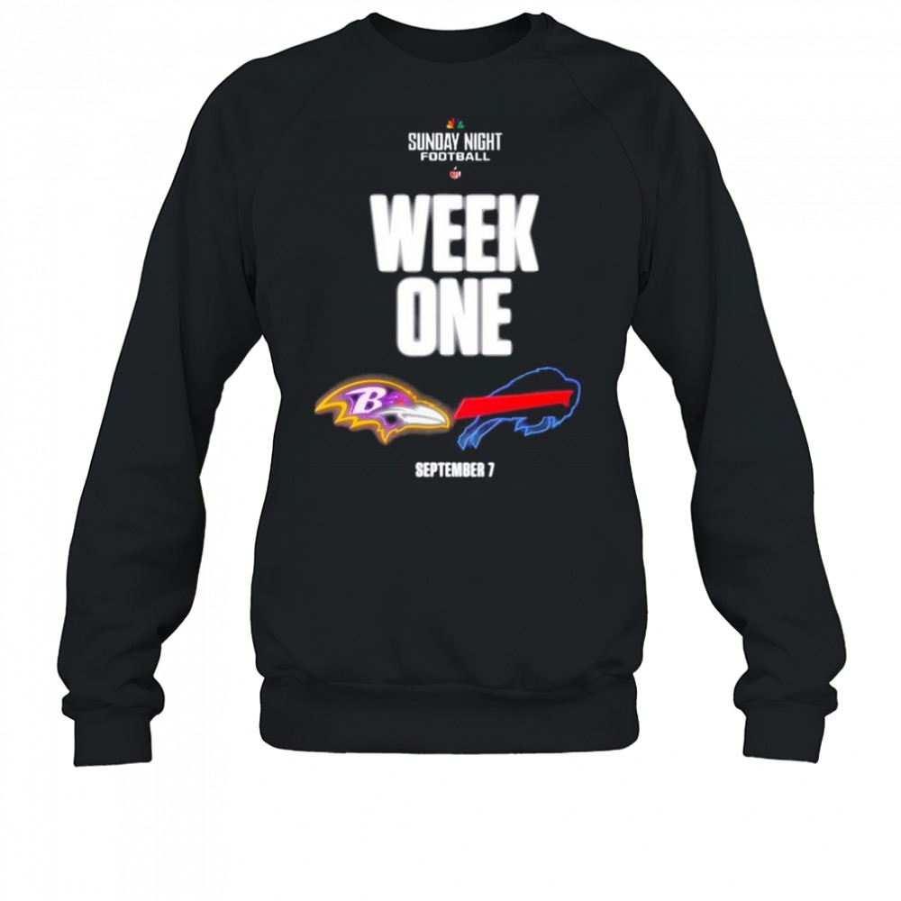 Sunday Night Football NFL Week 1 Baltimore Ravens vs Buffalo Bills Sept 7 2025 t-shirt Sweatshirt