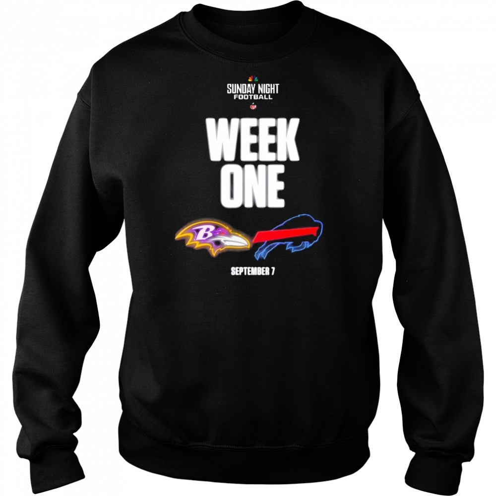 Sunday Night Football NFL Week 1 Baltimore Ravens vs Buffalo Bills Sept 7 2025 t-shirt Hoodie