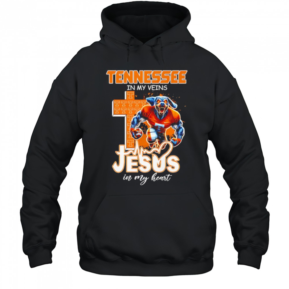 Tennessee in my veins Jesus in my heart mascot shirt Hoodie