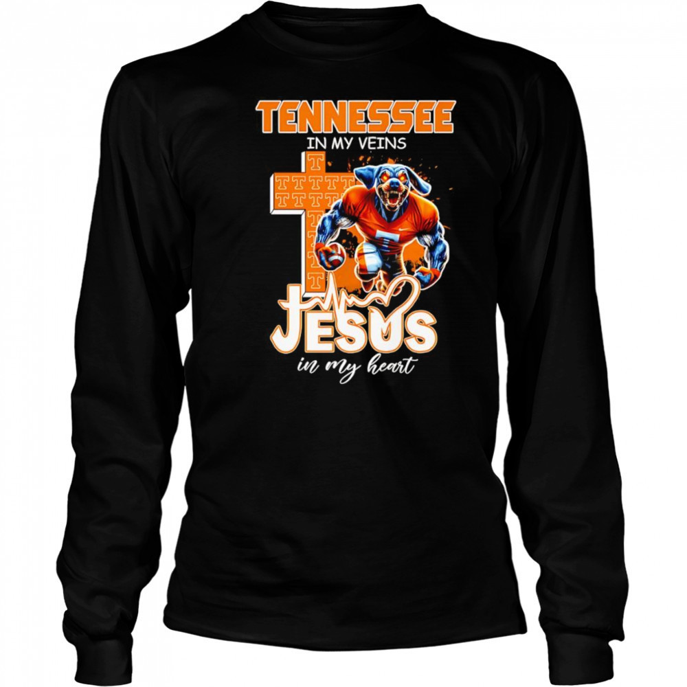 Tennessee in my veins Jesus in my heart mascot shirt Long Sleeved