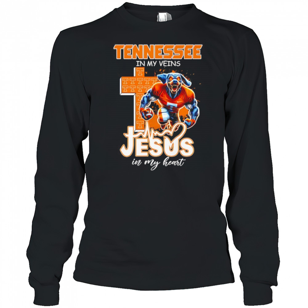 Tennessee in my veins Jesus in my heart mascot shirt Long Sleeved