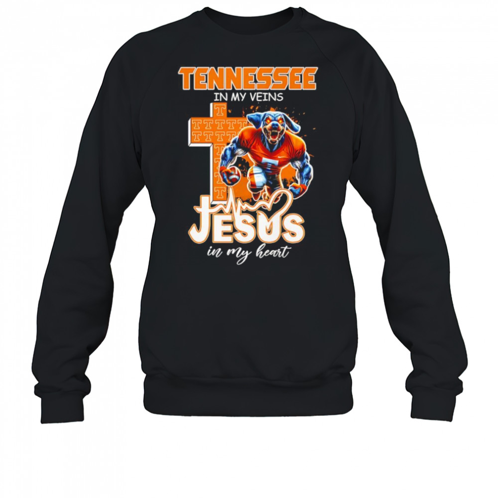 Tennessee in my veins Jesus in my heart mascot shirt Sweatshirt