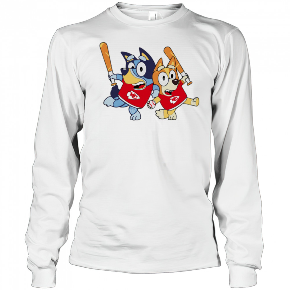 Bluey Kansas City Chiefs Bluey Family Baseball shirt Long Sleeved