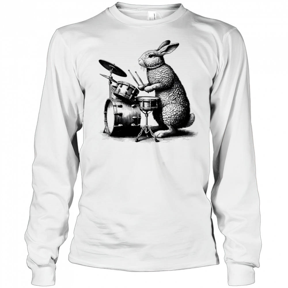 Bunny Rabbit Drummer vintage shirt Long Sleeved