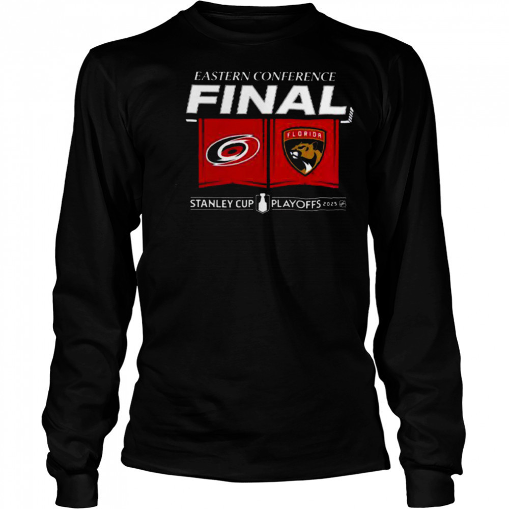 Carolina Hurricanes Vs Florida Panthers Matchup 2025 Eastern Conference Finals NHL Stanley Cup Playoffs 2025 T Shirt Long Sleeved