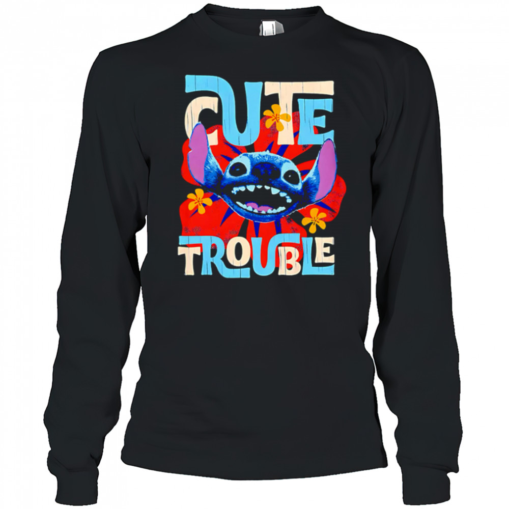 Disney Lilo Stitch Movie Live Action Stitch Cute Trouble shirt Long Sleeved