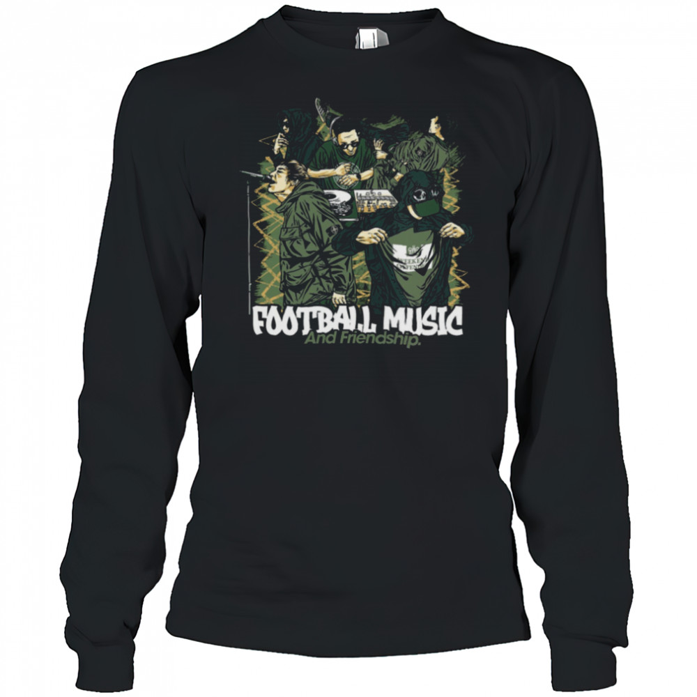 Football Music and Friendship Graphic T Shirt Long Sleeved