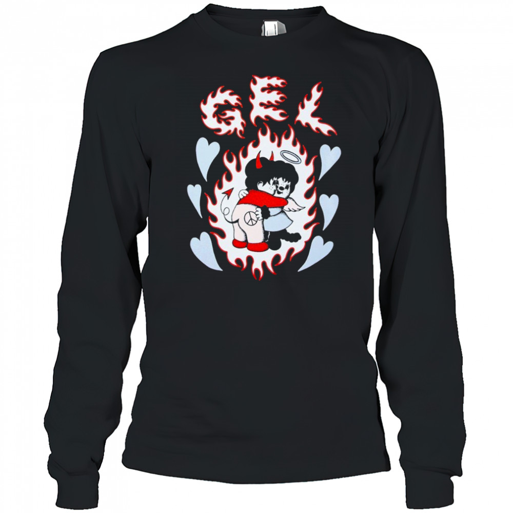 Gel Monchichi Heart Flames T-shirt Long Sleeved