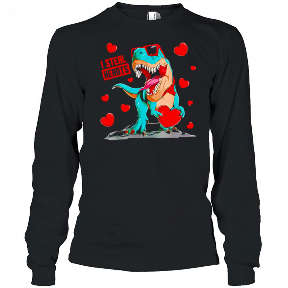 Gildan Love’S Day Dino I Steal Hearts shirt Long Sleeved