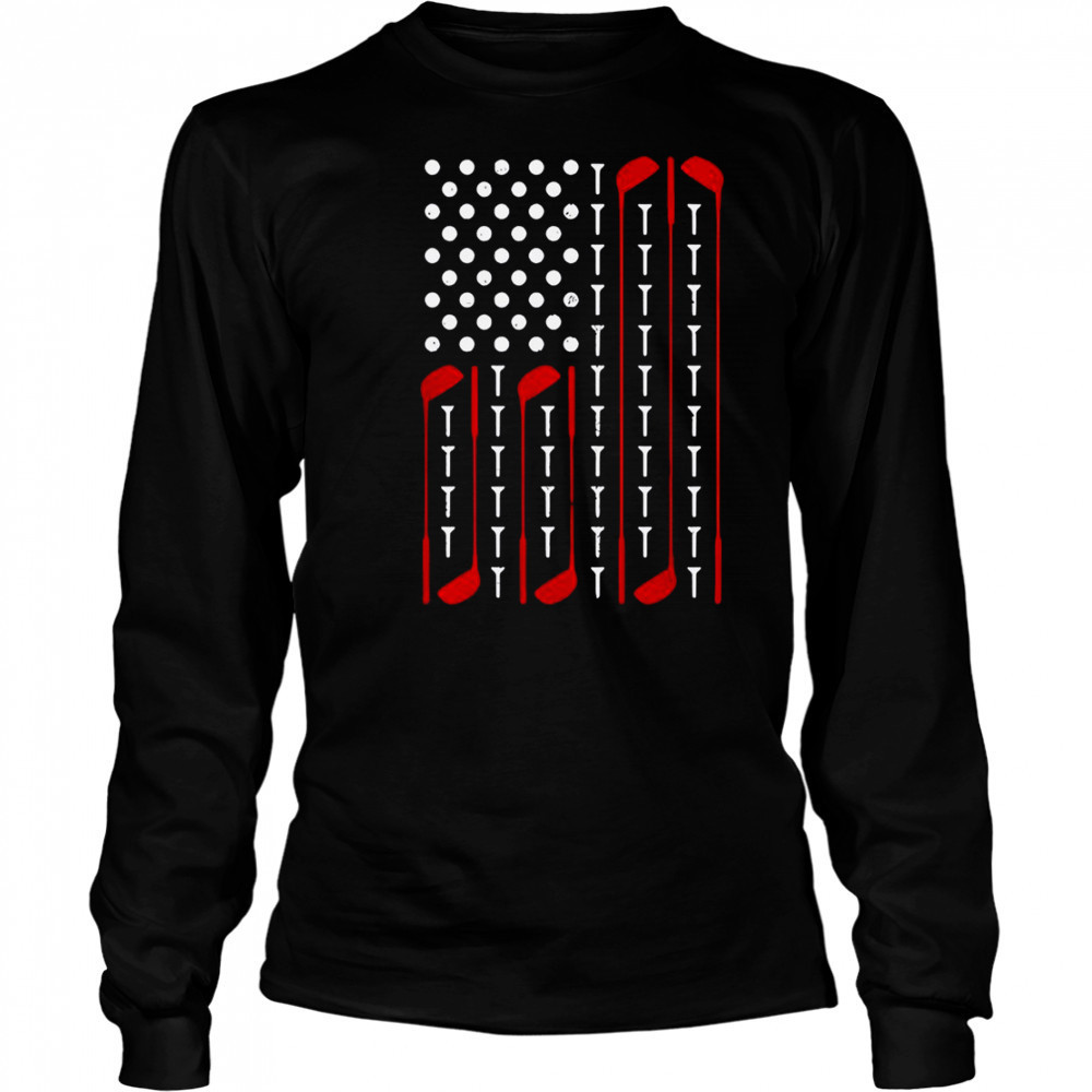 Golf American Flag T-Shirt Long Sleeved