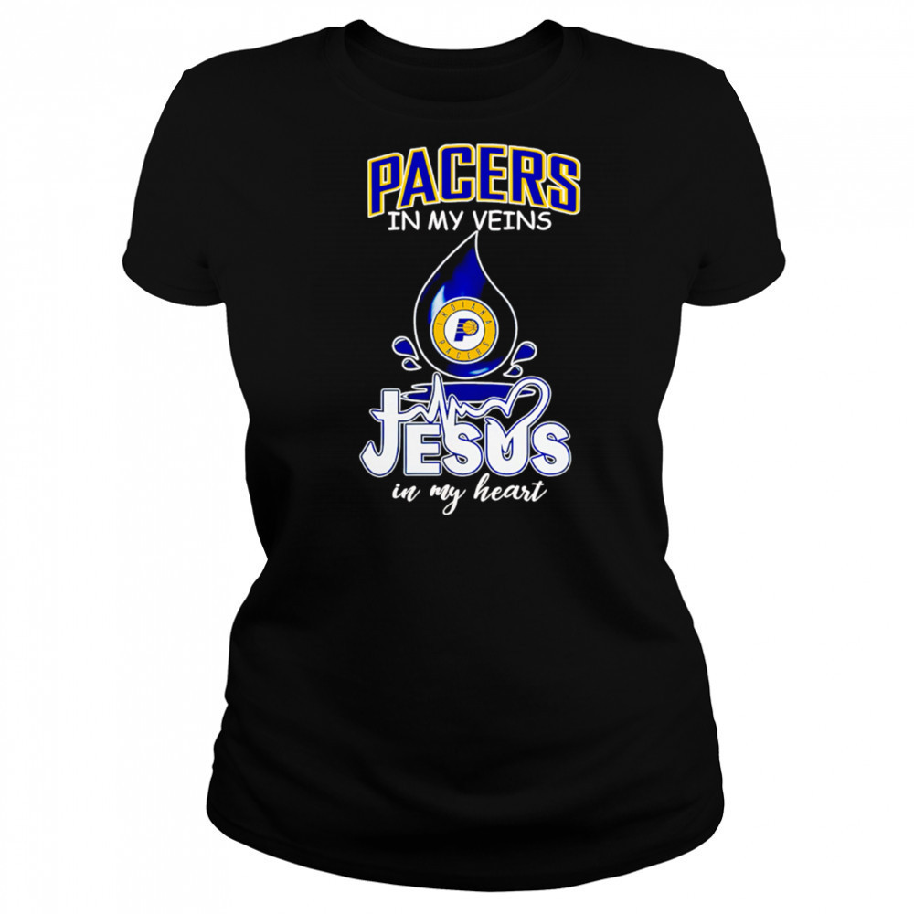 NBA Indiana Pacers In My Veins Jesus In My Heart 2025 shirt Women's T-shirt
