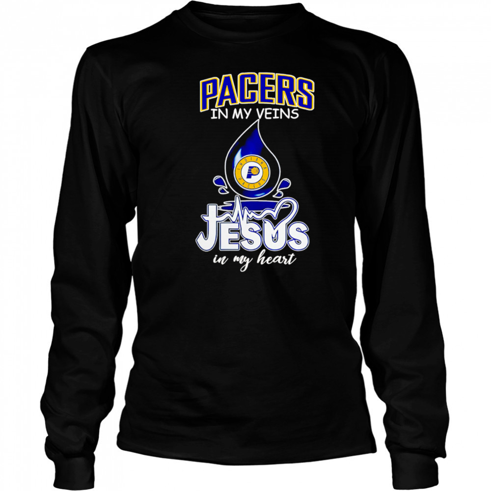 NBA Indiana Pacers In My Veins Jesus In My Heart 2025 shirt Long Sleeved