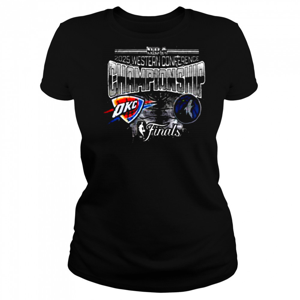 Oklahoma City Thunder Vs Minnesota Timberwolves Matchup NBA 2025 Western Conference Finals Black T Shirt Women's T-shirt
