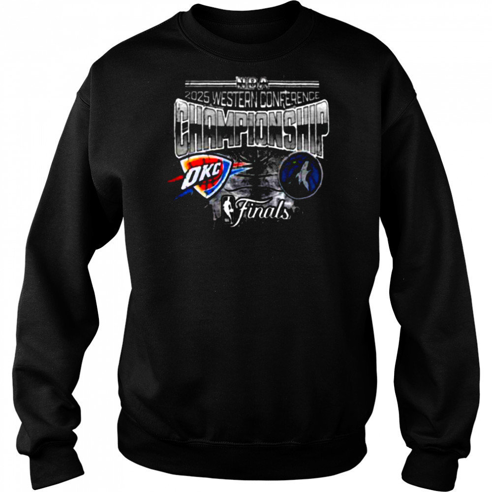 Oklahoma City Thunder Vs Minnesota Timberwolves Matchup NBA 2025 Western Conference Finals Black T Shirt Hoodie