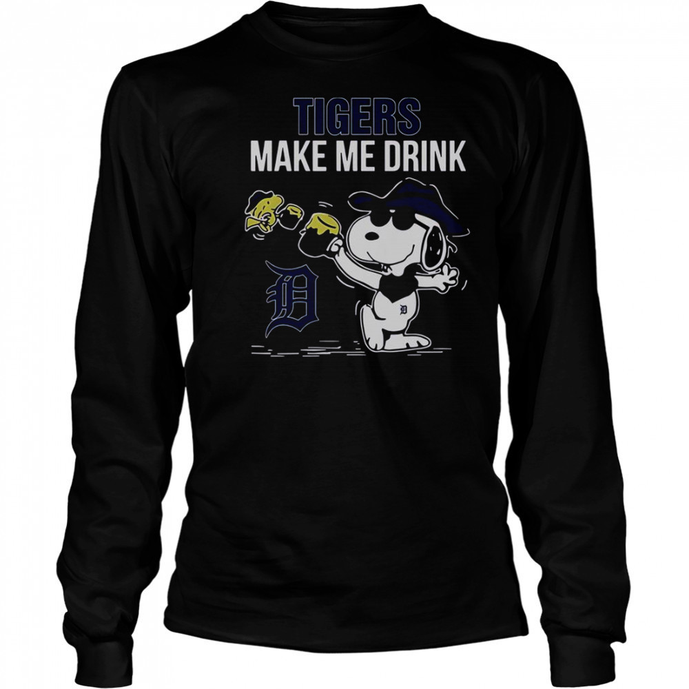 Snoopy And Woodstock Detroit Tigers Make Me Drink T-Shirt Long Sleeved