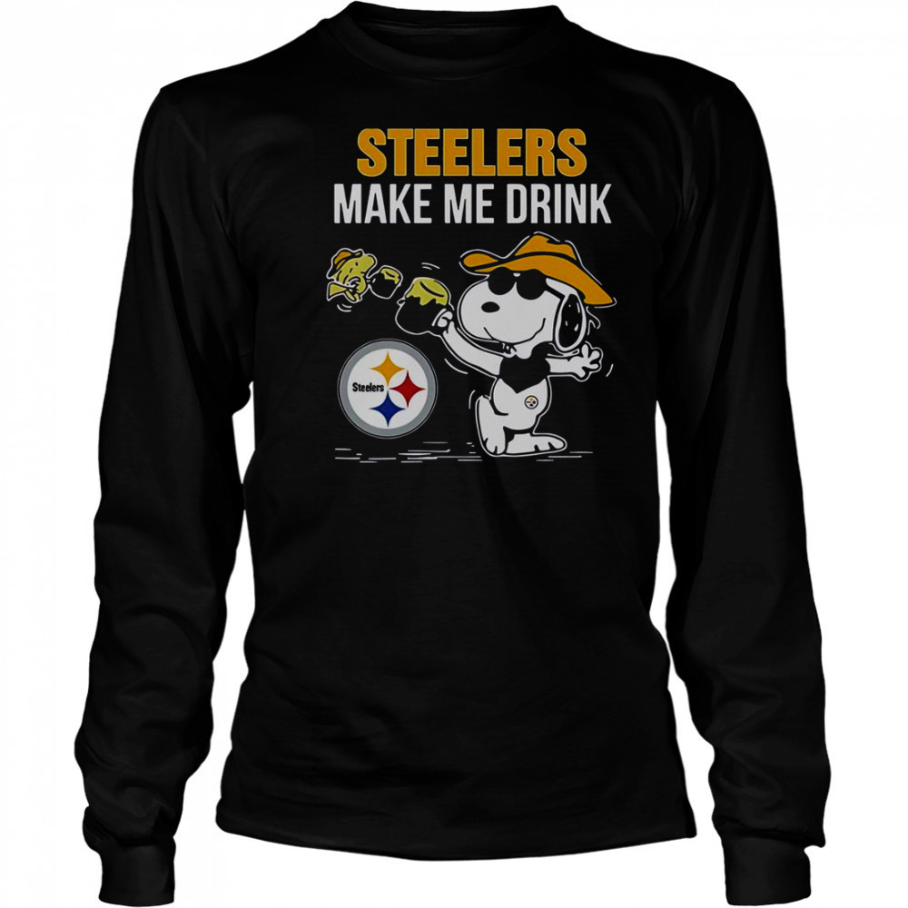 Snoopy And Woodstock Pittsburgh Steelers Make Me Drink T-Shirt Long Sleeved